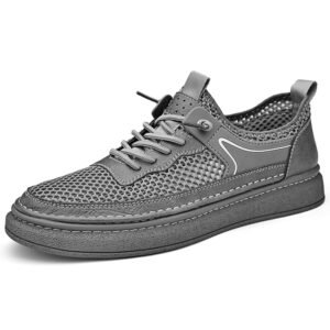 Custom Design OEM service mesh genuine leather summer men closed toe hand made leather casual shoes