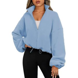 Custom logo hoodie jacket with zipper for women wholesale casual wear autumn loose coat