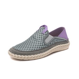 Custom LOGO In Ready Stock Mesh Upper Breathable Hand Made Sewing Men Cool Summer Casual Loafer Shoes