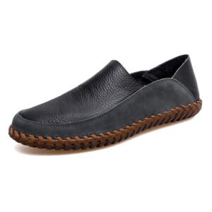 Custom LOGO Large Size Pure Genuine Leather Hand Made Sewing Men Driving Casual Walking Loafers Shoes