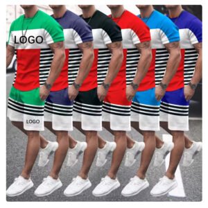 Custom Logo Mens Casual Short Sets plain plus size oem sport fitted 2 pcs running casual shorts summer mens sportswear tracksuit