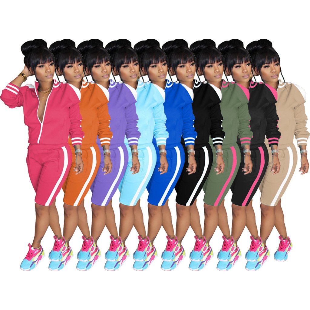 Custom logo shorts and jacket set women tracksuit casual womens 2 piece outfit two piece sets