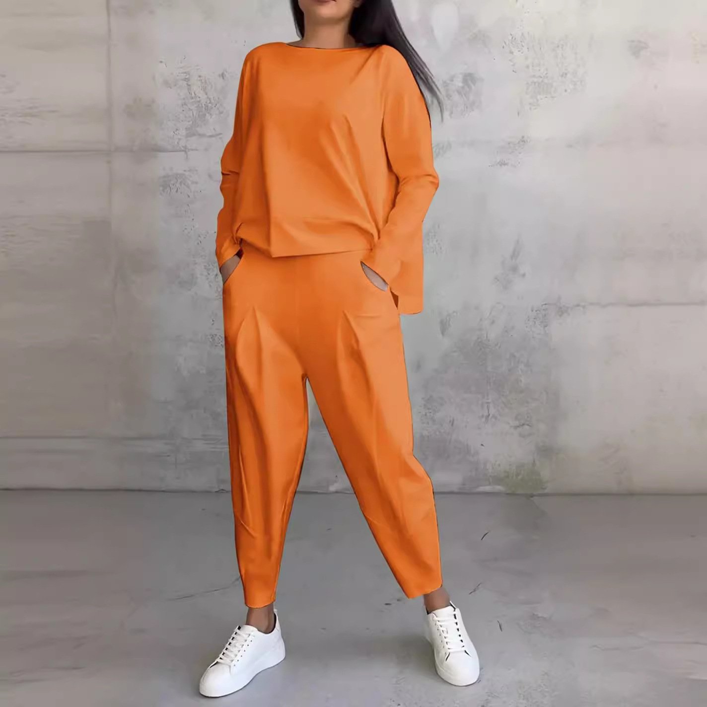 Custom Logo Spring Autumn 2 Piece Set Loose Women Sets For Women Loungewear Solid Color Women Tracksuit