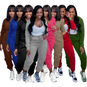 Custom sweatpants and hoodie set custom zipper tracksuit high quality women active wear set