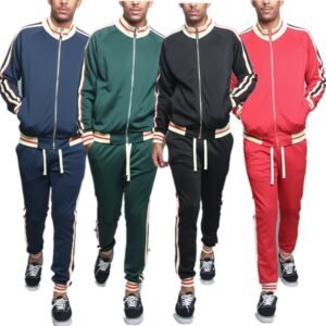 Custom Tracksuits For Men Sweatsuit With Side Straps Jogger Set Unisex Jogging Sweatpants And Hoodie Set