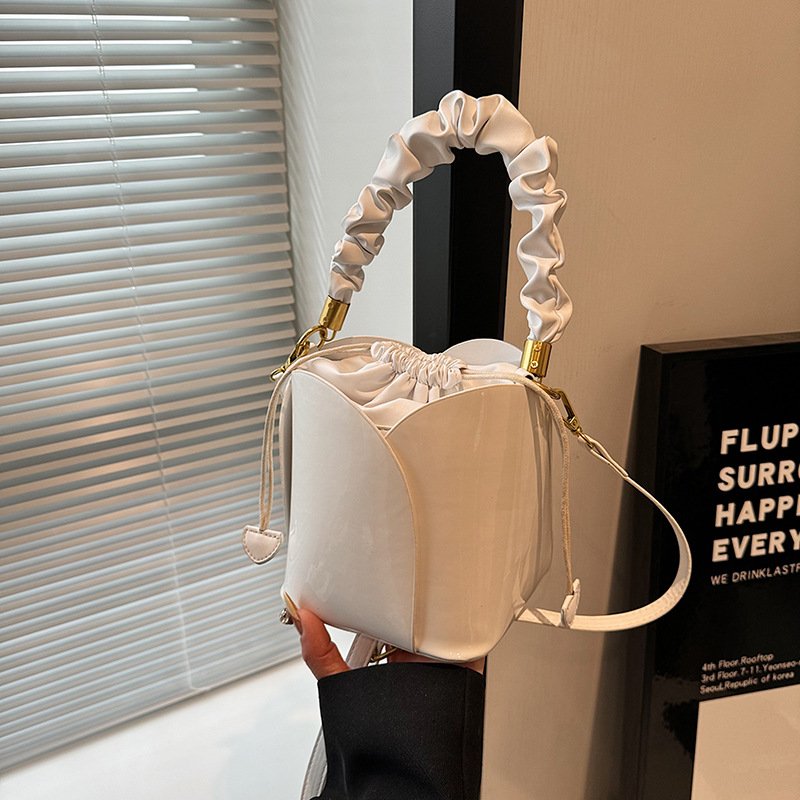 Designer Luxury Flower Petal Bucket Women's Handbags PU Leather Shoulder Bags For Woman