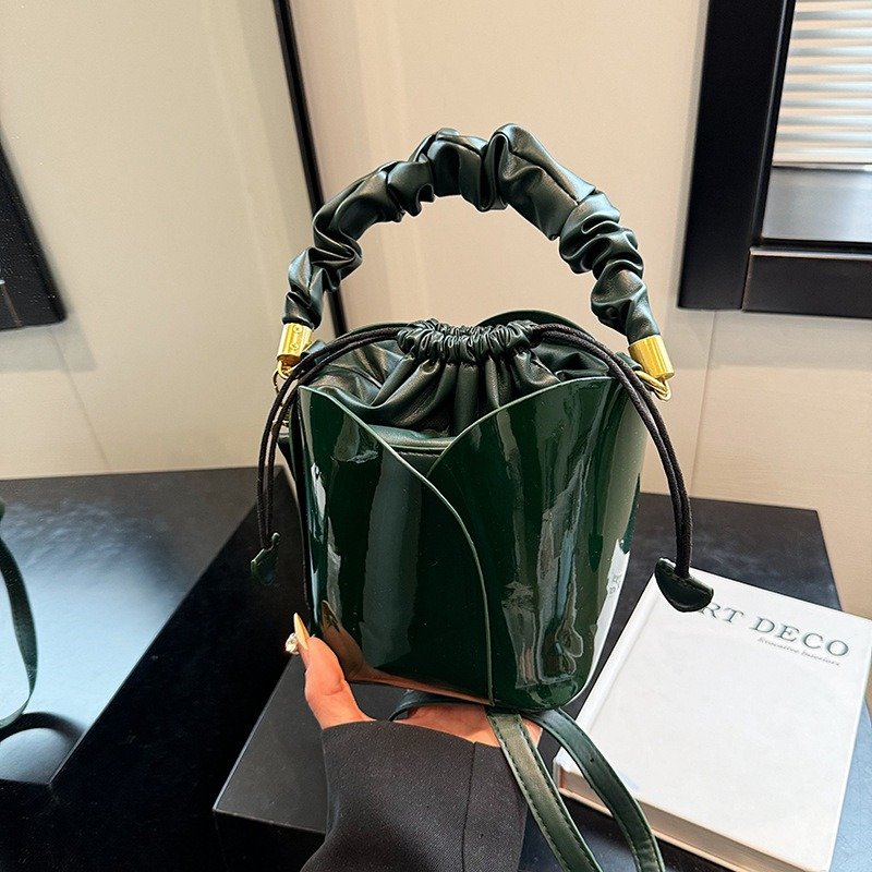 Designer Luxury Flower Petal Bucket Women's Handbags PU Leather Shoulder Bags For Woman