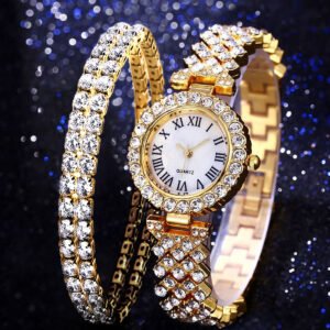 Diamond Bracelet Watches jewelry Set For Women Fashion Geometric Bangle Quartz Clock Ladies Wrist Watch ladies watch custom