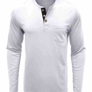Europe and the United States men's long sleeve round neck T-shirt men's base shirt shirt Henry shirt top