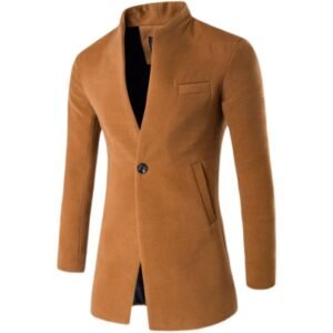 Europe and the United States plus-size men's solid color one button trench coat slim casual European size wool coat
