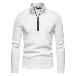 European and American mens sweater placket zipper design solid color high neck bottom knitted shirt