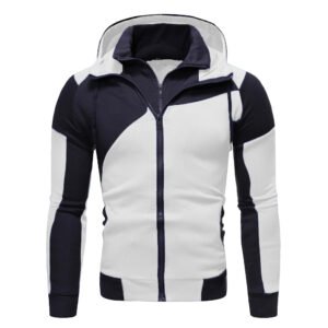 Explosive double zip men's hoodie spliced slim-fit hoodie cardigan hoodie