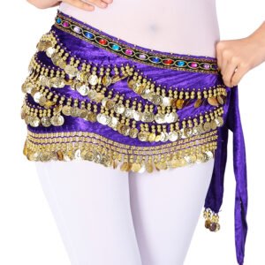 Factory High Quality Hip Hop Sexy Belly Dance Waist Belt scarf With 310 Coins latin Chain Dress Belly Dance Hip Scarf