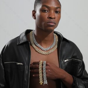 Fashion Bling Diamond Necklace ice out Bracelet gold Cuban Necklace Jewelry gift set Hip Hop Bracelet