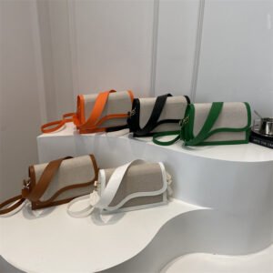 Fashion canvas and PU leather patchwork handbags for women new stylish shoulder bags ladies purses