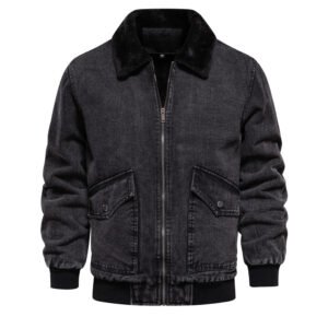 Fashion casual men jeans warm jacket