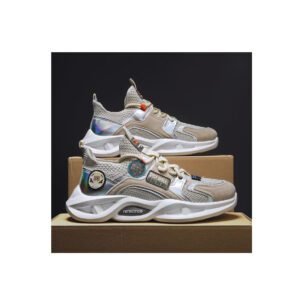 Fashion casual sports shoes flying knitting shoes running shoes mesh surface breathable soft sole trend student thick sole new