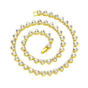 Fashion chain Jewelry Necklaces for Men with Glass Heart Pendant and Diamond Single-Row Chain hip hop necklace for boyfriend