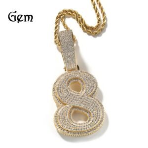 Fashion Charm Digital Pendant and Necklace set Hip Hop pendant with chain Diamond Pendant Necklace Personalized Birthday Gift