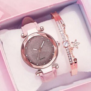 Fashion Cheap Watch gift set Luxury Ladies Watch Jewelry Gift Set leather strap Watch Set For Women Christmas Gift Reloj Mujer