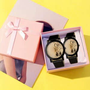 Fashion Couple Watch for gifts Leather strap Quartz Lover Watch for Men and Women Wristwatches Valentine Gift student clock