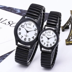 Fashion Couple Watches For Women Luxury Ladies Wrist Watches Quartz Clock Male For Couples Elastic Band Watch