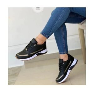Fashion Height Increasing Canvas Women Lace Up Leopard Print Thick Sole Sneaker Unisex Round Toe Walking Shoes