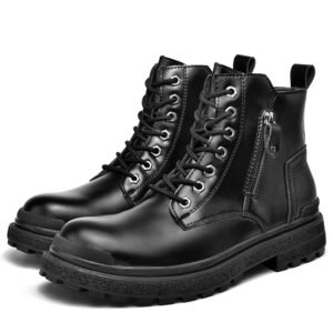 Fashion Korean Style Mens Boots Height Increasing High-top Men Leather Shoes Waterproof Winter Snow Boots 7 Holes Martin Boots