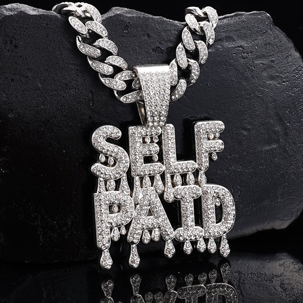 Fashion Letter Pendant with necklace set HipHop Rap Cuban Chain iced out Necklace with Pendant set Jewelry sets New Year Gift