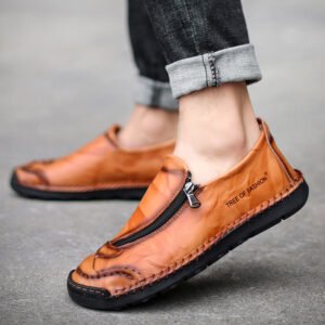Fashion Men's Loafers Handmade Sewing High Quality Leather Casual Shoes for Holiday Light Weight Slip-on Walking Driving Shoes