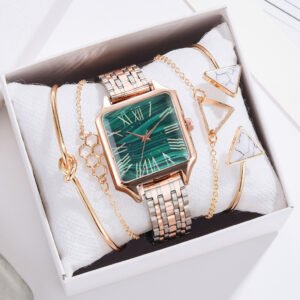 Fashion Women Watches with bracelet box set Square Ladies Quartz Watch for gifts Simple Rose Gold Luxury Wristwatches Set