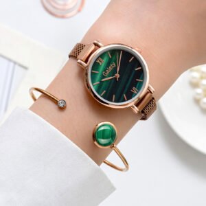 Gaiety Watch For Women Luxury Magnetic Green Dial Ladies Quartz Watch Bracelet Watch Set Rose Gold Female Clock Gift Reloj Mujer