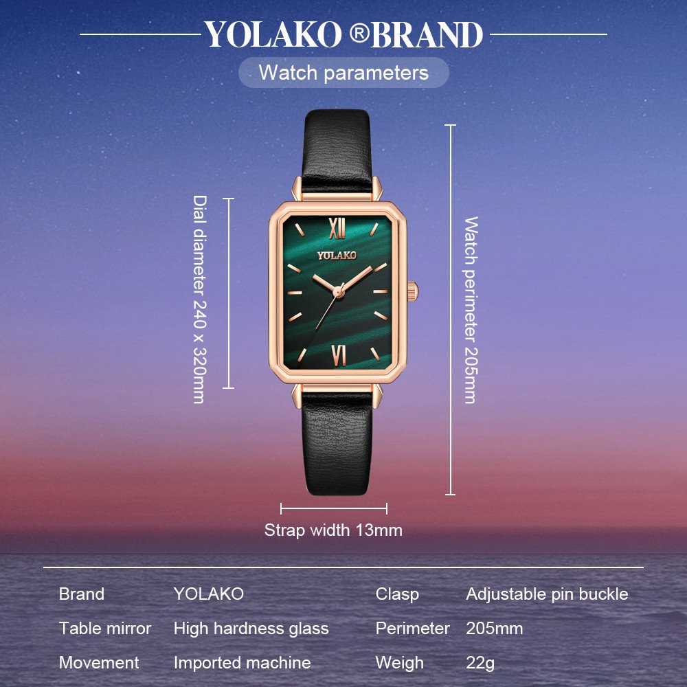 Gradient Water Ripple Retro Watches Women Fashion Exquisite Green Quartz Vintage Leather Wrist Watch Simple Small Female Clock