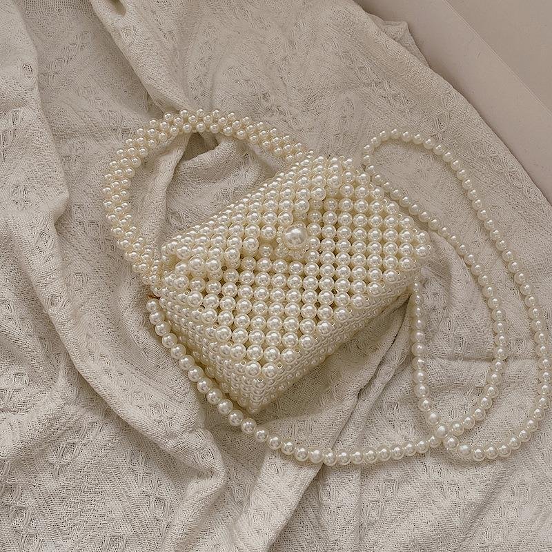 Handmade Woven Beaded Pearl Bags For Women New Fashion Niche Design Single Shoulder Messenger Bag for women