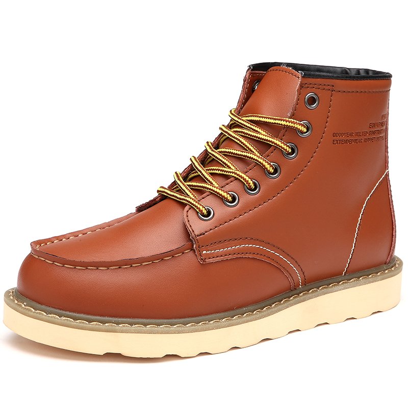 High Quality Mid-top Genuine Leather Boots Fashion Men's Martin Boots Wear-resistant Suede Lined Thermal Winter Boots