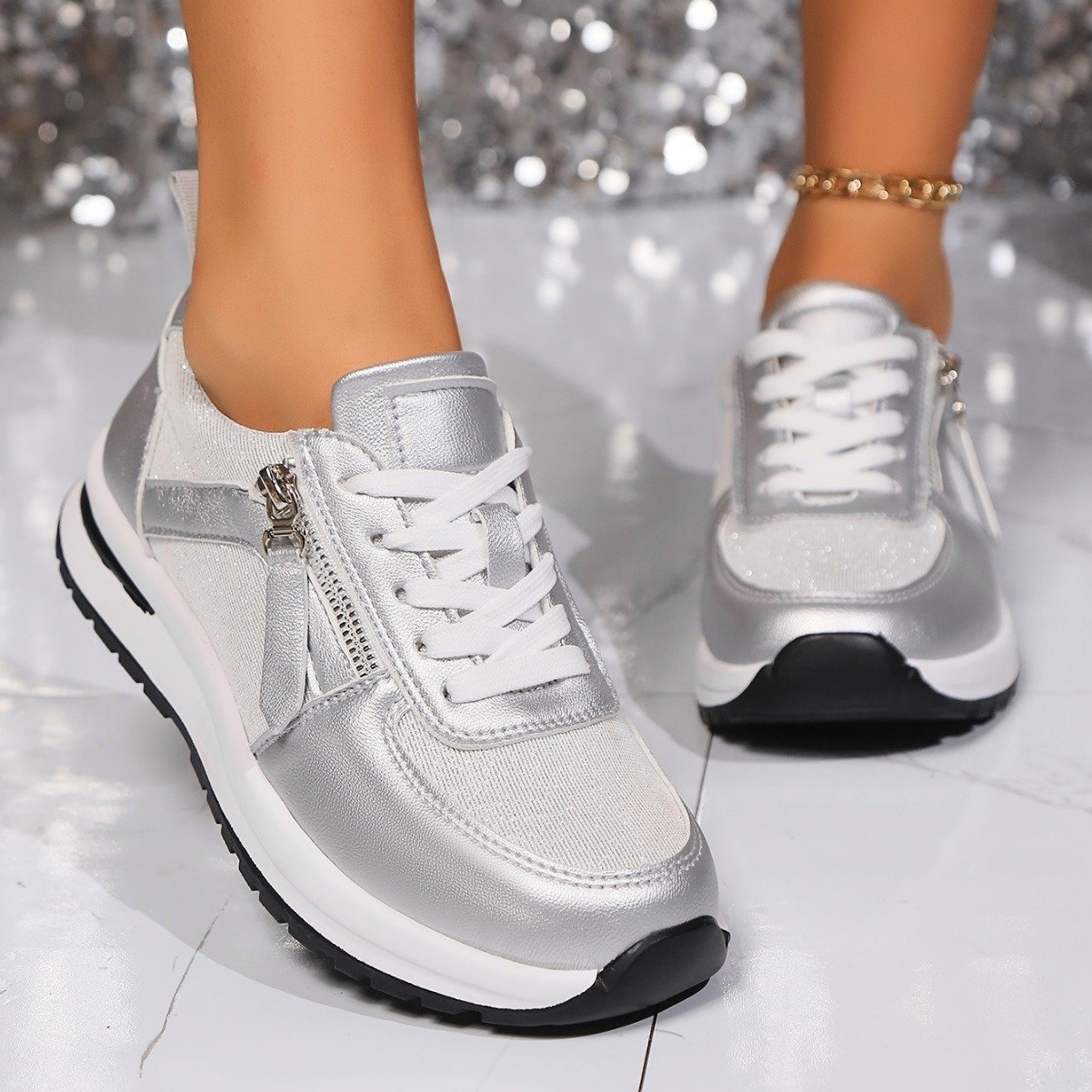 High-Quality New Models Classic Women Breathable Sneakers Casual PU Material Shoes Women's Cushioning Walking Style Shoes