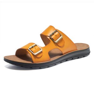 High Quality Summer Mens Flip-Flop Luxury Microfiber Leather Flat Bottom Slippers