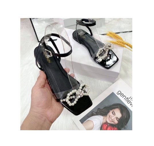 Hot Sale Fashion Pearl Bow Casual Summer Sandals For Lady