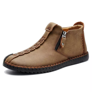 Hot Selling Wholesale Flat Large Size Mens Casual Brown Genuine Leather Shoes