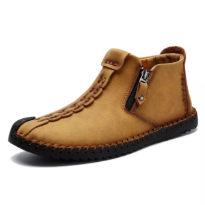Hot Selling Wholesale Flat Large Size Mens Casual High Top Genuine Leather Boots Sneakers