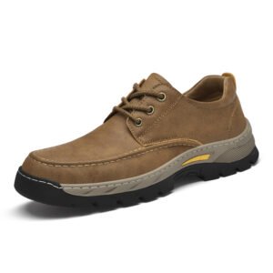In Ready Stock Custom LOGO Hand Made Genuine Leather Upper Anti Slip Rubber Sole Men Casual Walking Outdoor Leather shoes