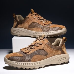 In Stock Accept OEM Service Custom Logo Large Size Men Genuine Leather Outdoor Anti Slip Hiking Shoes