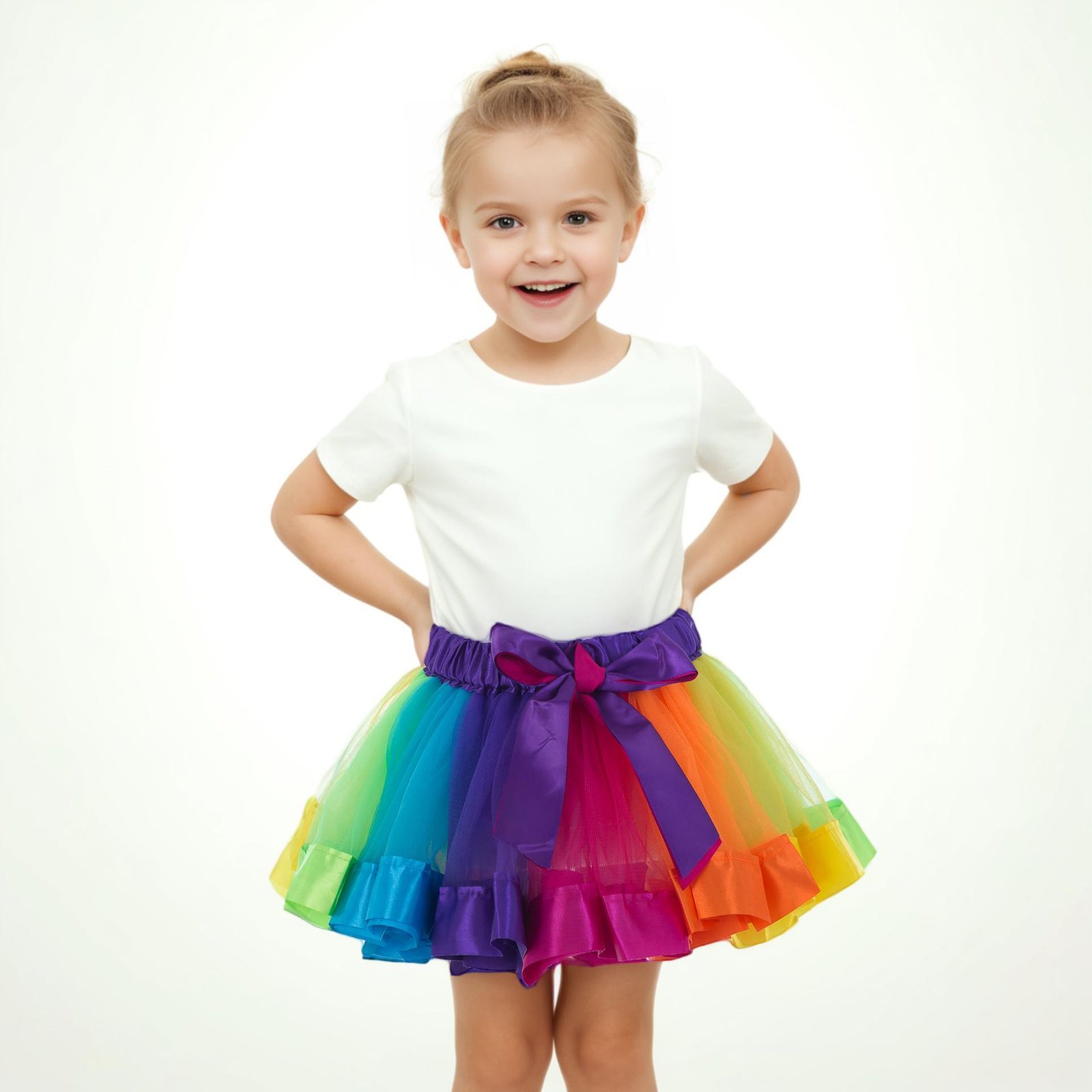 Kids Rainbow Tutu with Liner 1-7 Years Tulle Ballet Skirt Toddler Party Skirts for Girls Multi Color Tutu Infant Girl Skirt