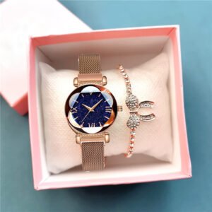 Ladies Watches Bracelet wth box Set Magnetic Clock Luxury Women Starry Sky Watches Fashion Diamond Female Quartz Wristwatches