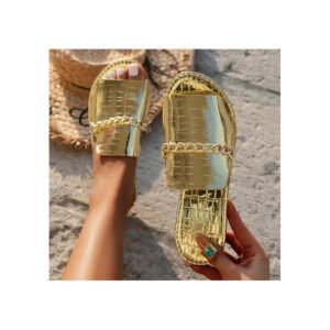 Lady Sandals 2024 big size women's new metal buckle cool fashionable beach shoes