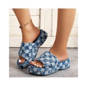 Large Size Outdoor Slippers For Women Summer Canvas Fashion Slippers Wholesale Hot Sale Platform Slippers 2024