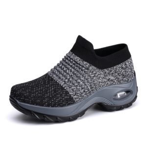 Large size outdoor super light women's shoes Air cushion flying woven sports shoes over foot shoes socks