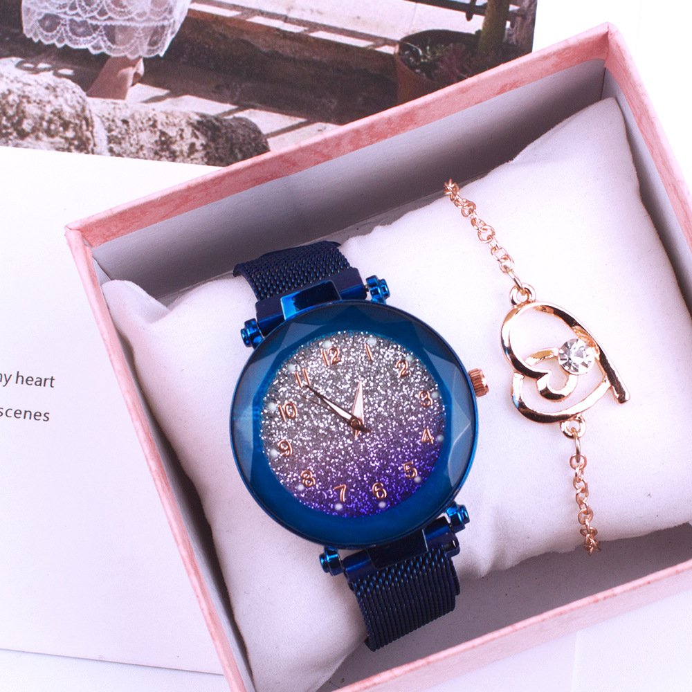Luminous Ladies Watches Bracelet Set Magnetic Starry Sky Clock Luxury Women Watches Fashion Diamond Female Quartz Wristwatches