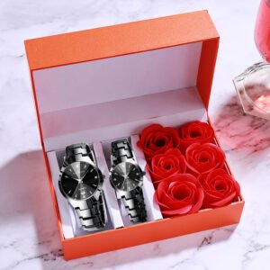 Luxury Couple watch set Waterproof Couple watch Love Women and Titan Calendar Men Unisex Ladies Stainless Steel Quartz Watch