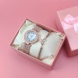 Luxury Women Watch gift set Ladies Quartz watches gift box set Diamond Wristwatches Elegant Female Watches 3pcs jewelry sets